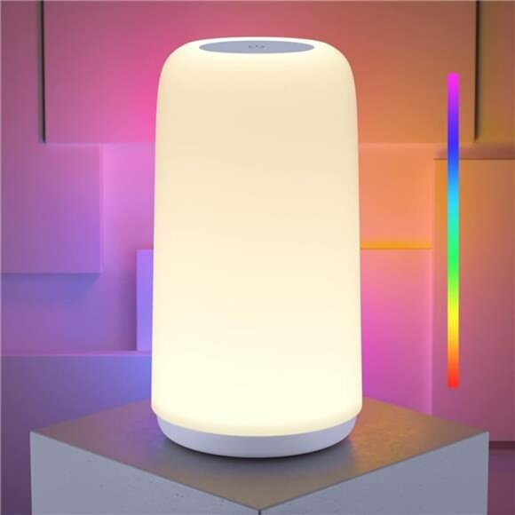 Touch Bedside Lamp RGB Color Changing 3 Way Dimmable Nightstand Bedroom Table La - Picture 1 of 7